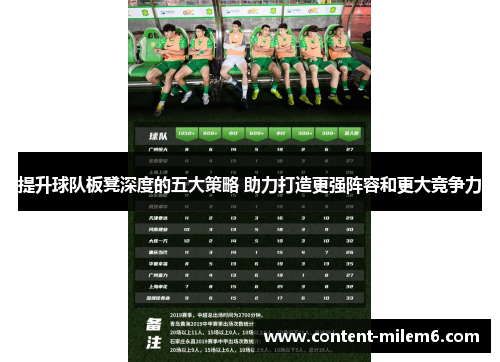 提升球队板凳深度的五大策略 助力打造更强阵容和更大竞争力
